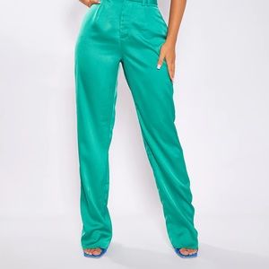 Petite Green High Waisted Wide Leg Pant